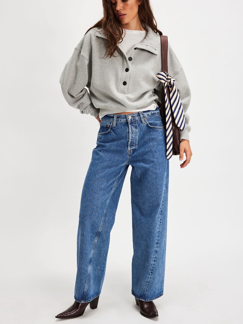 Agolde Medium Blue High-Rise Wide Leg Jeans
